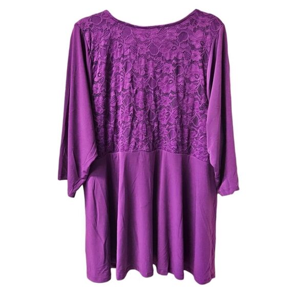 TORRID Plus Size Studio Knit Purple Lace V- Neck Babydoll Size 4X - Picture 10 of 16